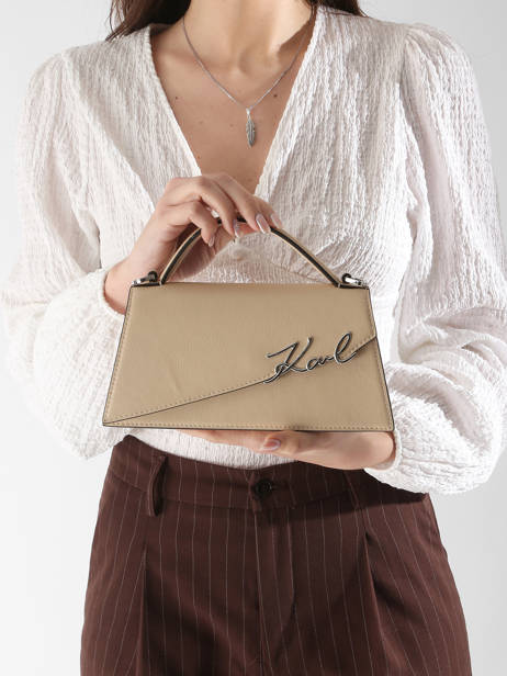 Cross Body Tas K Signature Leder Karl lagerfeld Beige k signature A1W30458 ander zicht 1